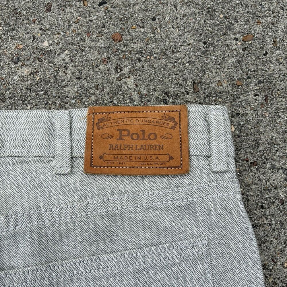 Vintage Polo Ralph Lauren Pants 34x30 100% Cotton Herringbone Trousers USA Made - Picture 4 of 16